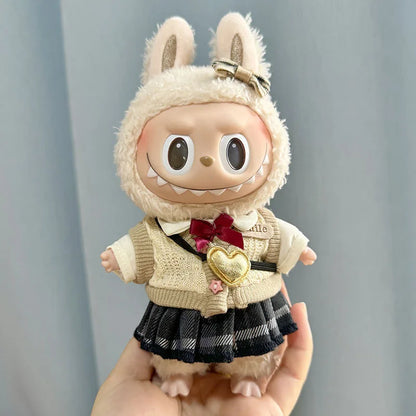 17cm labubu clothes pendant Labubu doll clothes keychain Labubu doll for JK skirt set cute