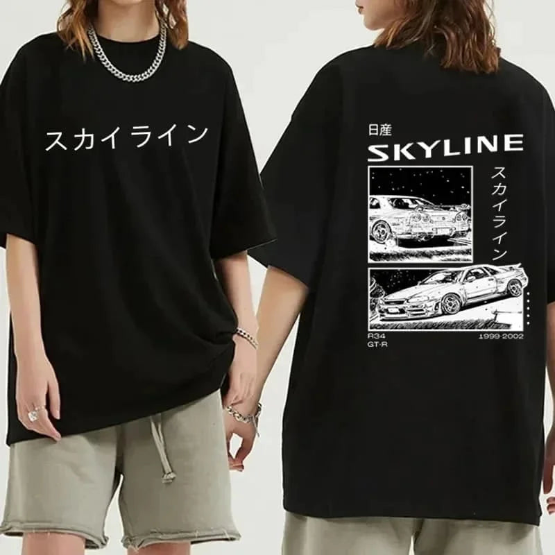 Best-selling Men's Casual T-Shirt - High-quality Japanese anime AE86 pattern printed fashionable trendy top