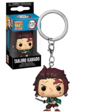 FUNKO POP Demon Slayer Nezuko Kamado Zenistu Agatsuma Tanjiro Inosuke Hashibira Pocket Pop Keychain Collection Model Doll Toy