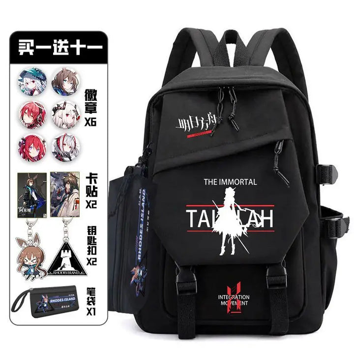 Arknights Backpack with Pain Pack Badge Set Anime Bag Teenagers Schoolbag Students Book Travel Bag Girl Boy Cosplay