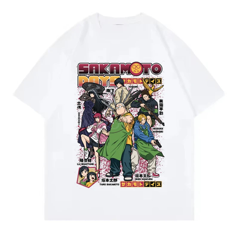 2025 New Design Anime T-shirts Sakamoto Days Short Sleeve Retro Tops Tees Streetwear Men Clothing Sakamoto Days Summer T-shirt