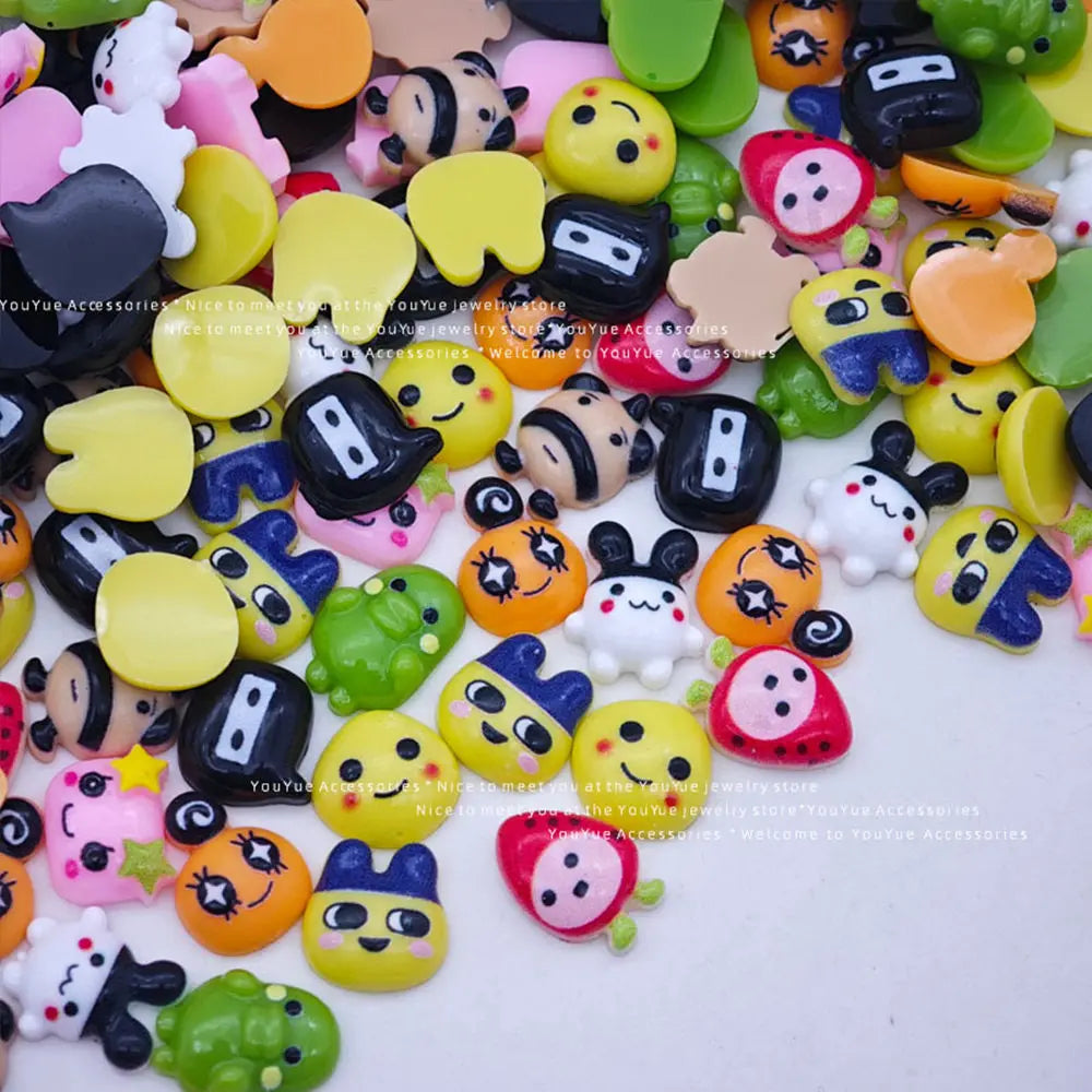 20Pcs Resin Mini tamagotchi gogo Nail charm Art Flatback acrylic Figurines DIY Miniatures Decor Craft