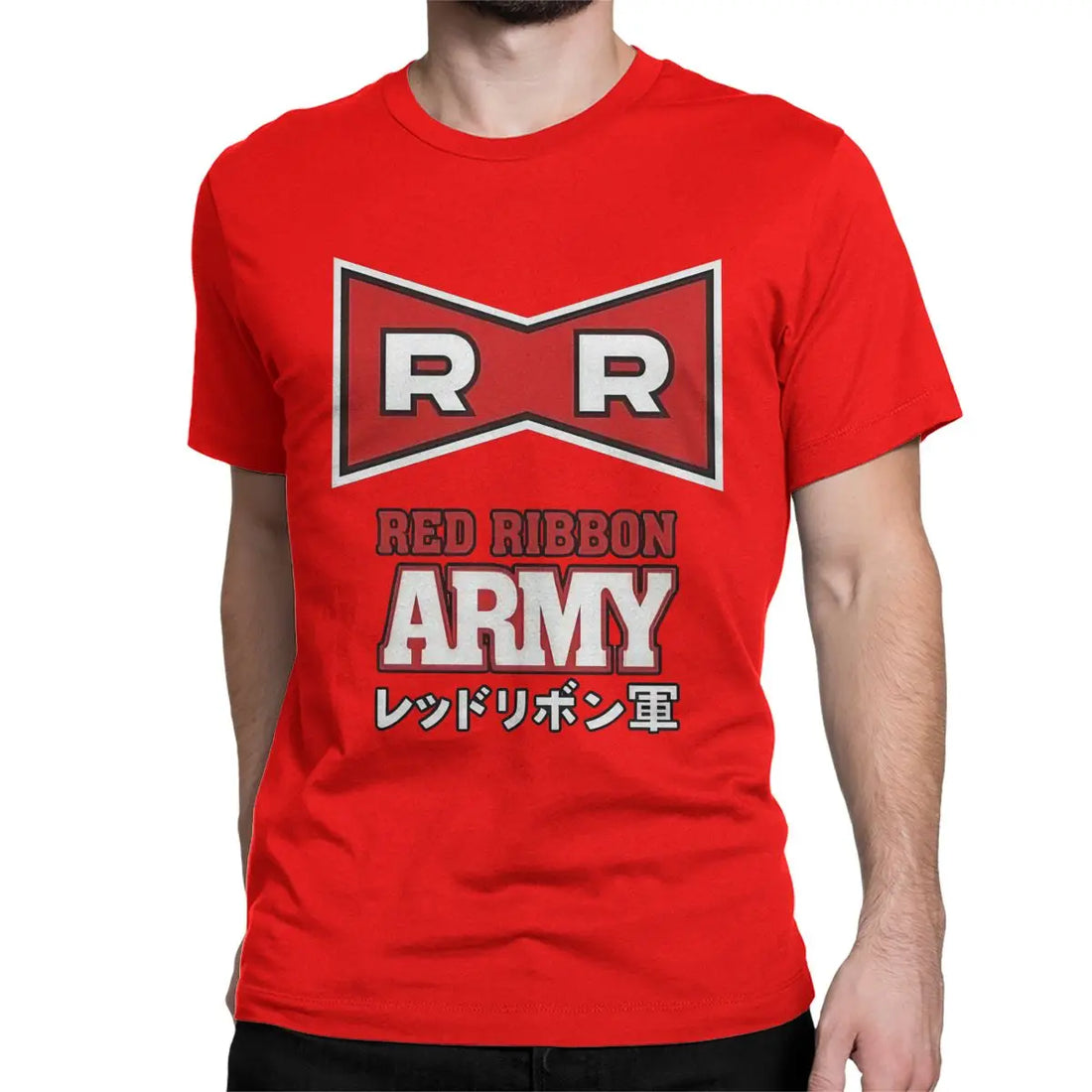 Logo Anime T Shirt for Men Women Cotton Novelty T-Shirts Round Neck Red Ribbon Army Tees Short Sleeve Clothing Summer