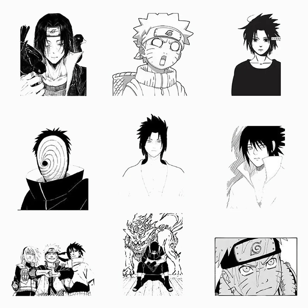 10/30/50/103pcs Classic Anime NARUTO Stickers Black White Graffiti Sticker Phone Laptop Luggage Cool Cartoon Decals Decorations