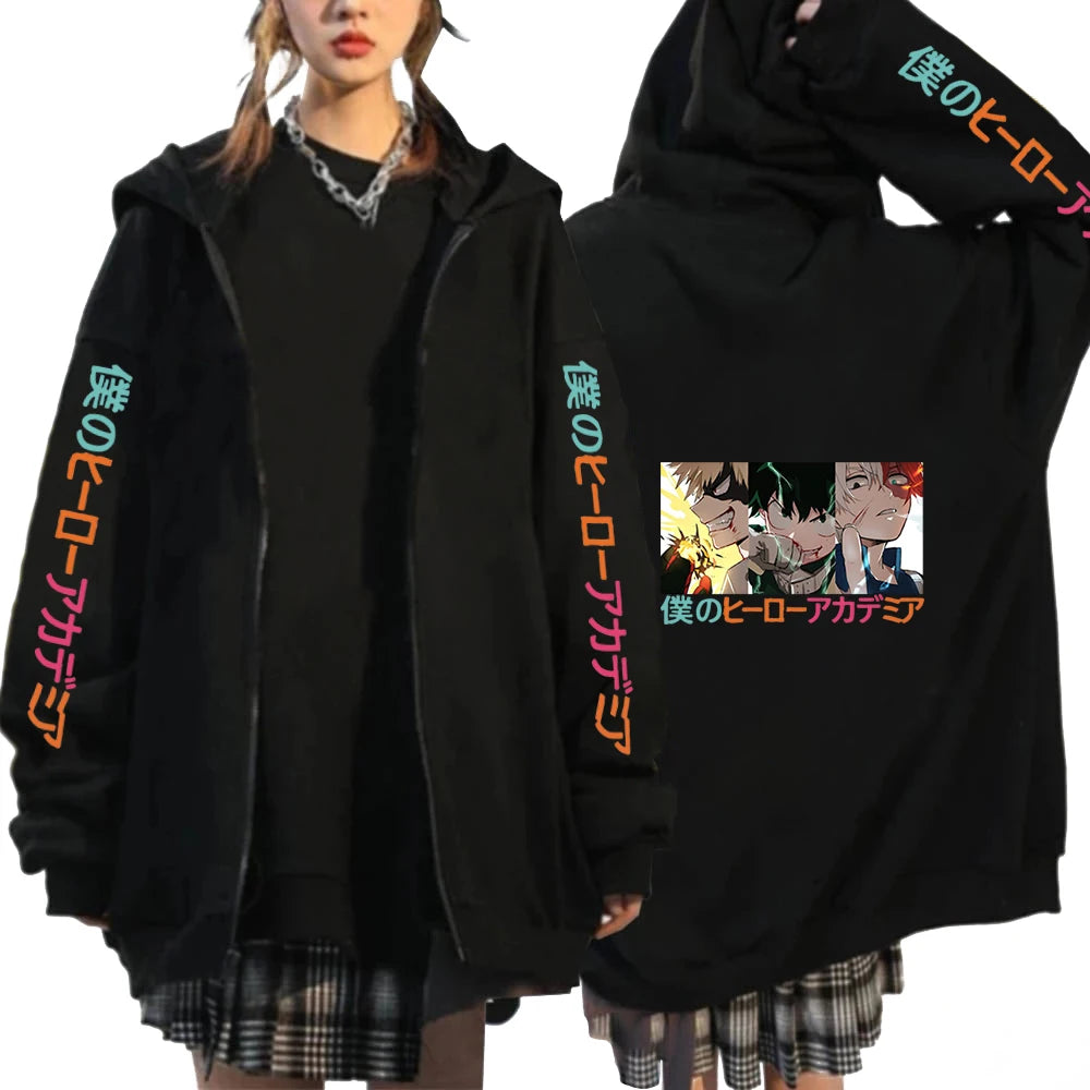 Anime Clothes My Hero Academia Shoto Todoroki Bakugou Deku Graphic Anime Hoodies Unisex Zip Up Hoodies Sweatshirts Anime Jackets