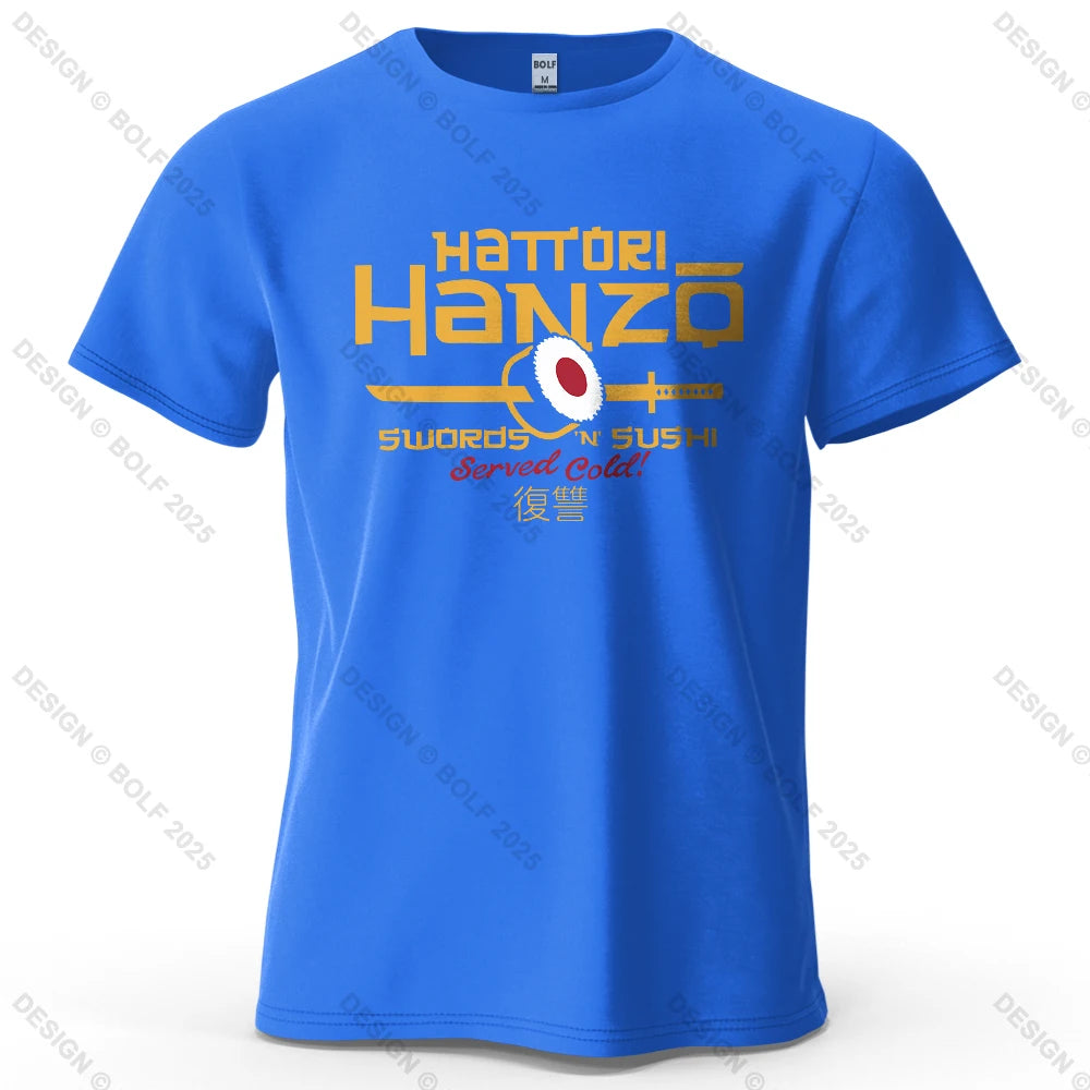 Hattori Hanzo Printed Men's T-Shirt 100% Cotton Oversized Anime Fashion Graphic Tees for Women Tops Streetwear Cultural Apparel