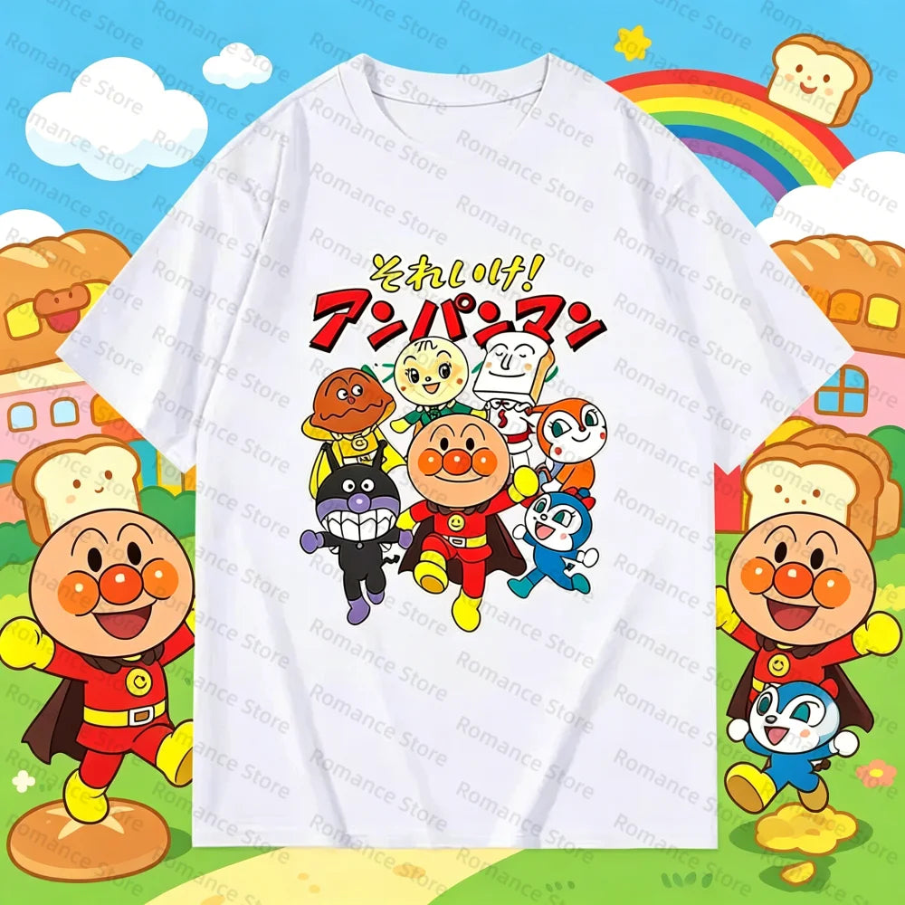 Anpanman All Friends Group Print T-shirt Men's Shirt Women t-shirt Anime Short Sleeve Tees Casual Summer Daily Wear Cartoon Tops