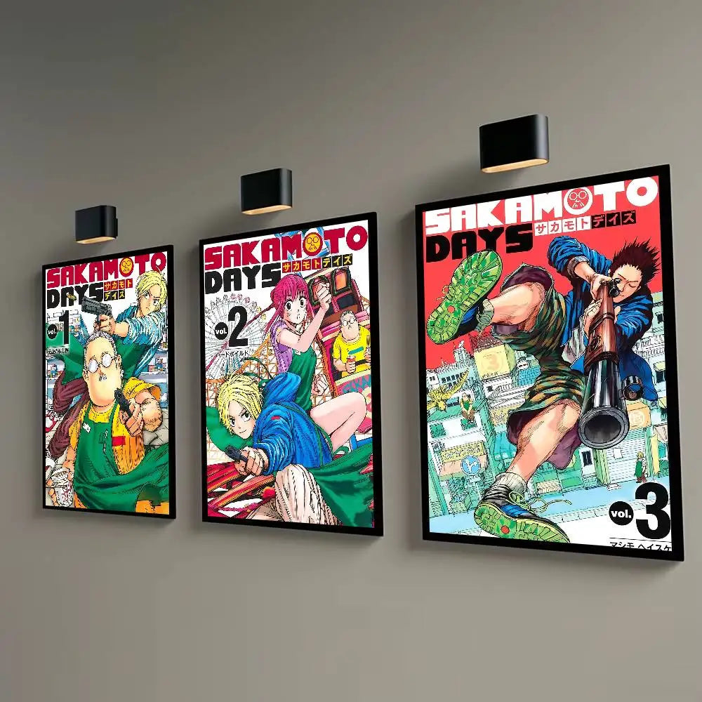 Popular Japanese Anime S-SAKAMOTO D-DAYS Manga Posters Fancy Wall Sticker for Living Room Bar Decoration Wall Decor