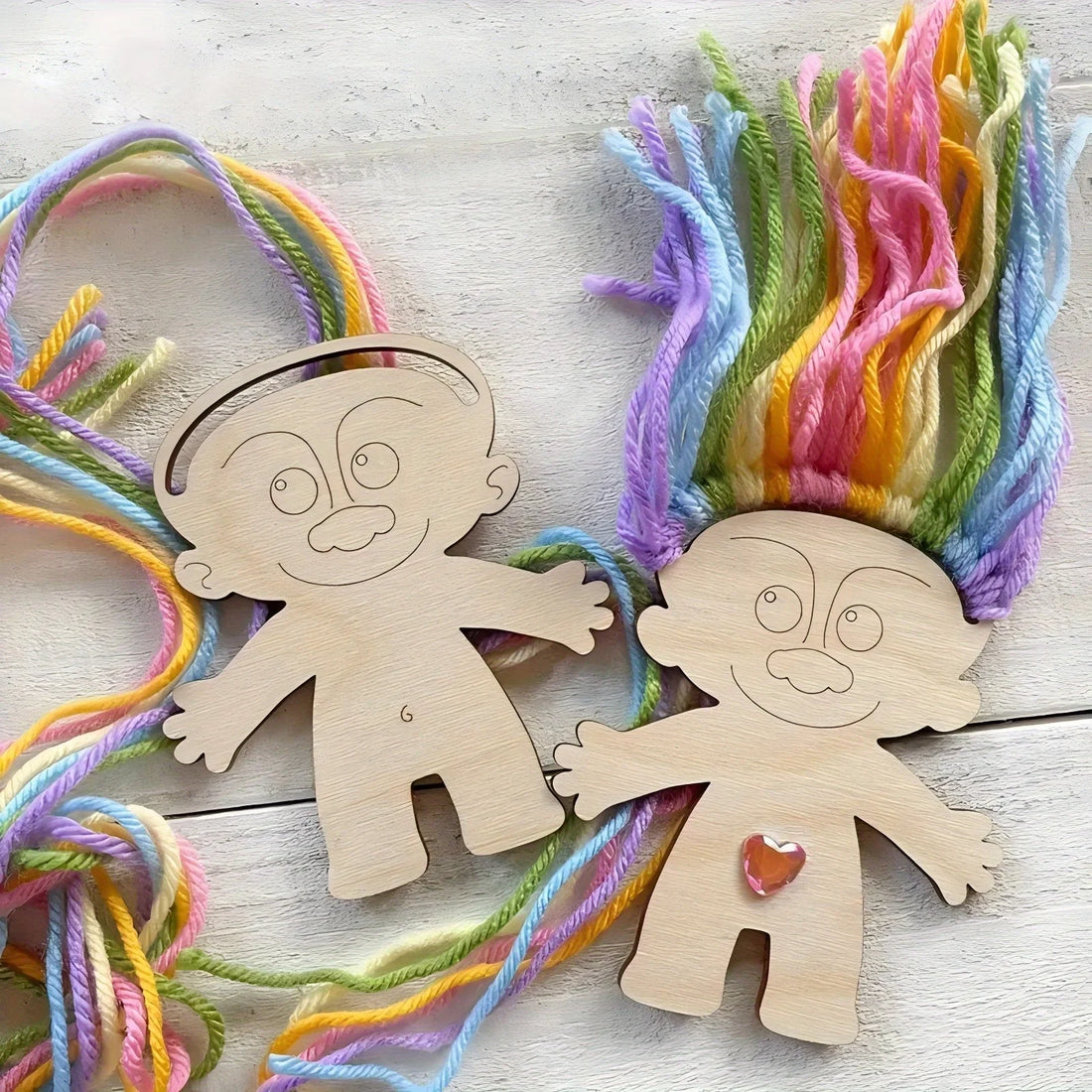 10pcs Wooden Mini Human Crafts Suitable for Parties, Halloween Decoration New Year's Souvenir Hanging Gifts Decorations Supply