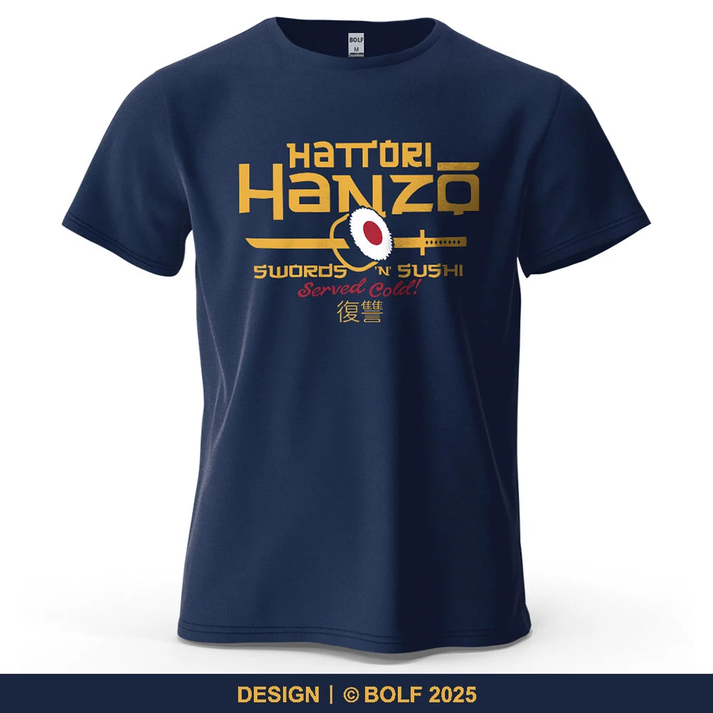 Hattori Hanzo Printed Men's T-Shirt 100% Cotton Oversized Anime Fashion Graphic Tees for Women Tops Streetwear Cultural Apparel