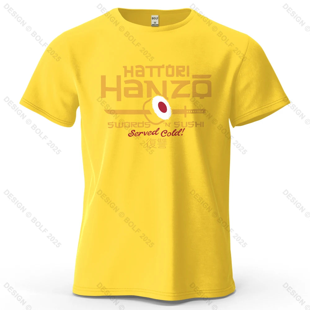 Hattori Hanzo Printed Men's T-Shirt 100% Cotton Oversized Anime Fashion Graphic Tees for Women Tops Streetwear Cultural Apparel