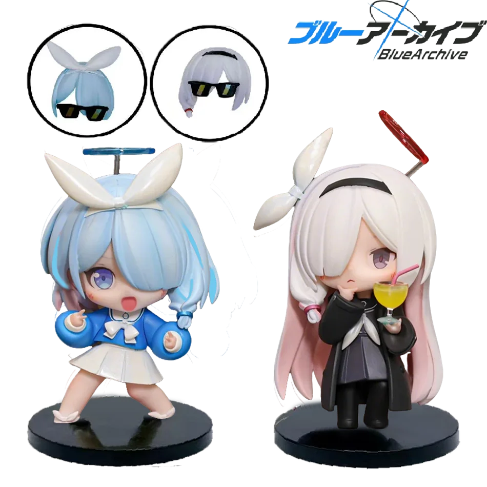 2 Kinds Blue Archive Anime Figurine Arona Prana Game Character Q Version Cartoon Collectible Model Face Changing Toys Gifts