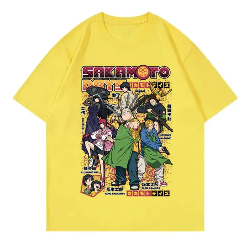 2025 New Design Anime T-shirts Sakamoto Days Short Sleeve Retro Tops Tees Streetwear Men Clothing Sakamoto Days Summer T-shirt