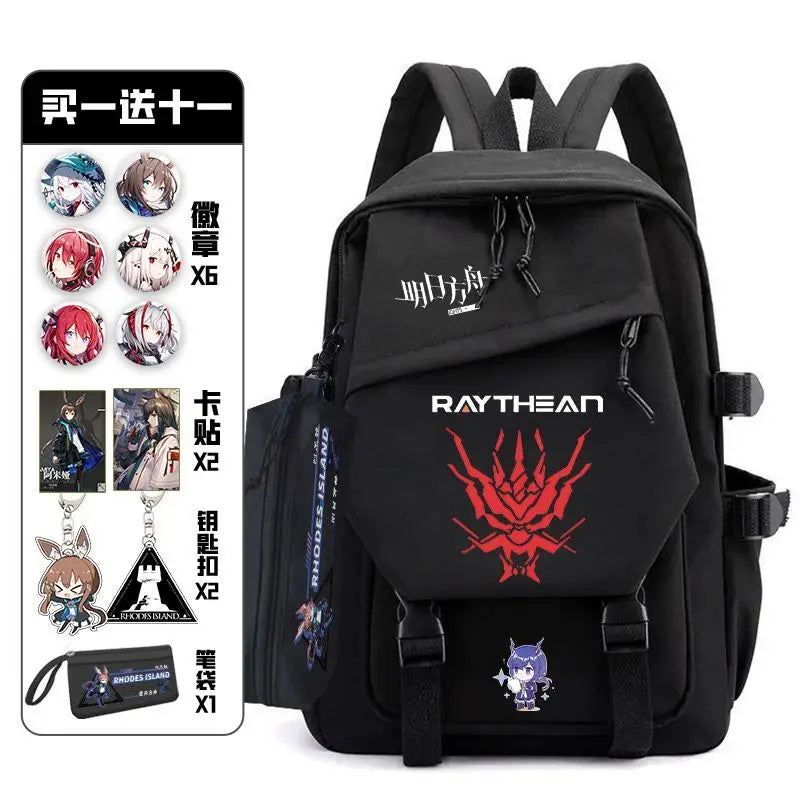 Arknights Backpack with Pain Pack Badge Set Anime Bag Teenagers Schoolbag Students Book Travel Bag Girl Boy Cosplay