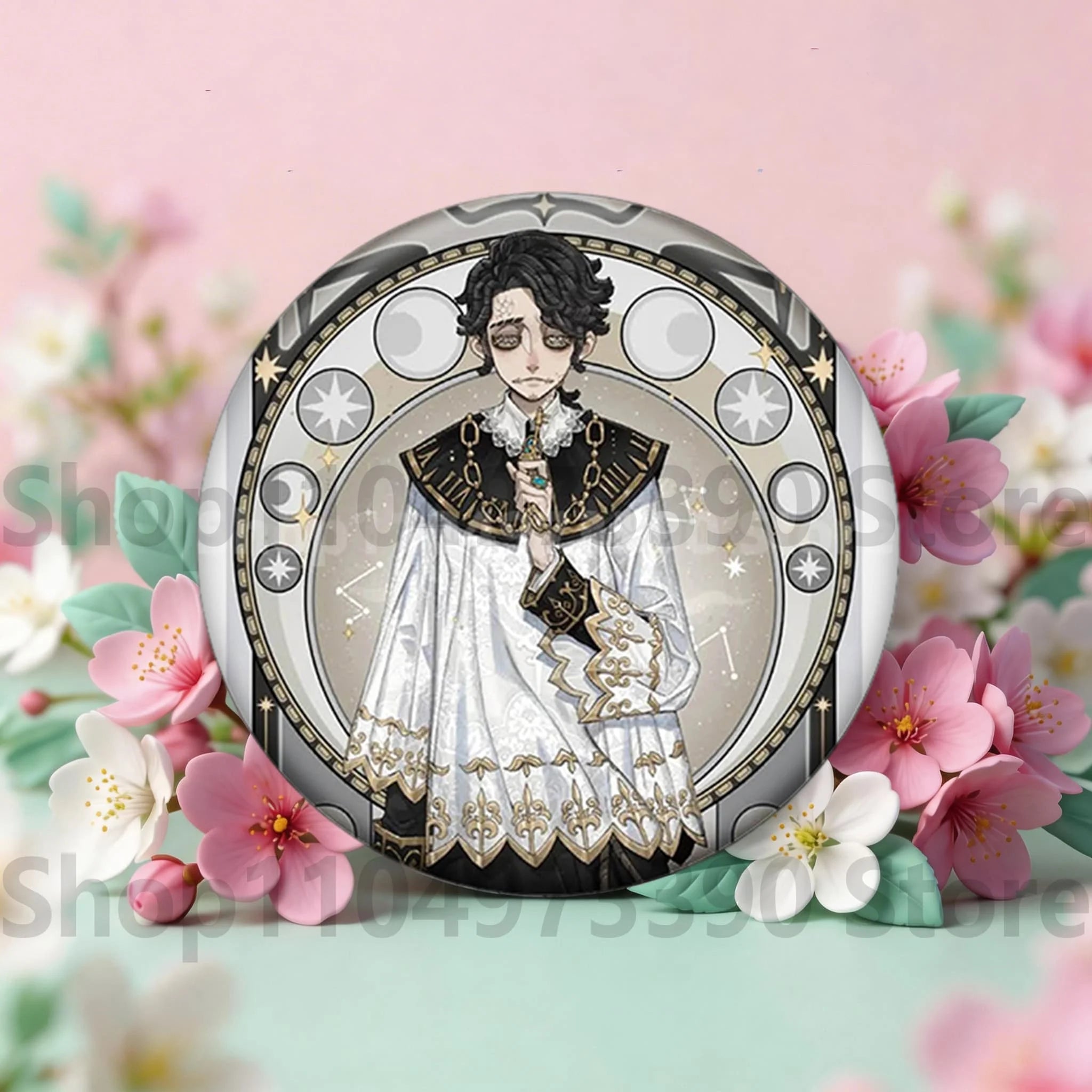 Anime Game Identity V Badge Michiko Hastur Fiona Gilman Joseph Desaulniers Round Button Pins for Schoolbag Cosplay Brooch Gift