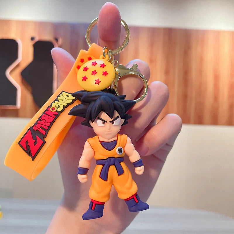 Anime Dragon Ball Keychain Fashion Jewelry Son Goku Vegeta Piccolo Action Figures 8CM PVC Key Ring for Men Women Bag Pendant