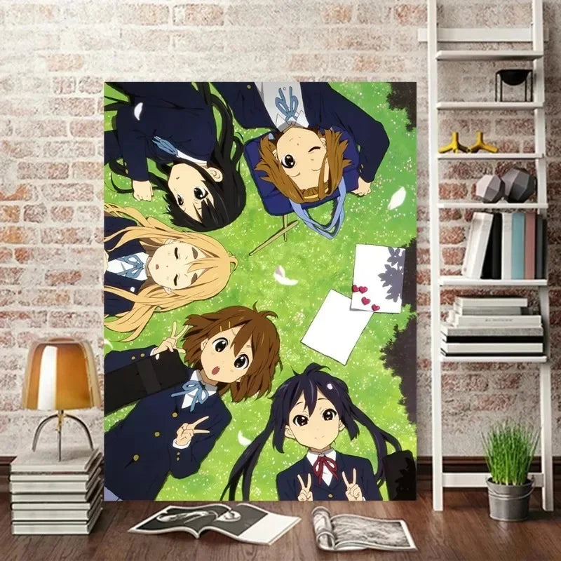 Japan Classic Anime Music K-On! Poster Print Cute Beautiful Girl Band HD 4K Canvas Painting Wall Art Home Living Room Decorative