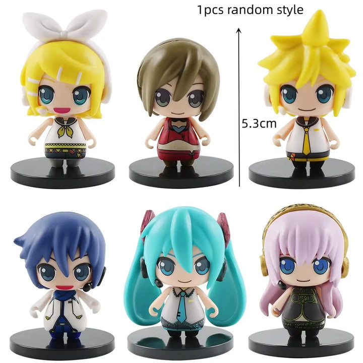 Anime Q Version Figurines – Kagamine Rin, MEIKO, Kagamine Len, KAITO, Hatsune Miku, Megurine Luka | Collectible Set