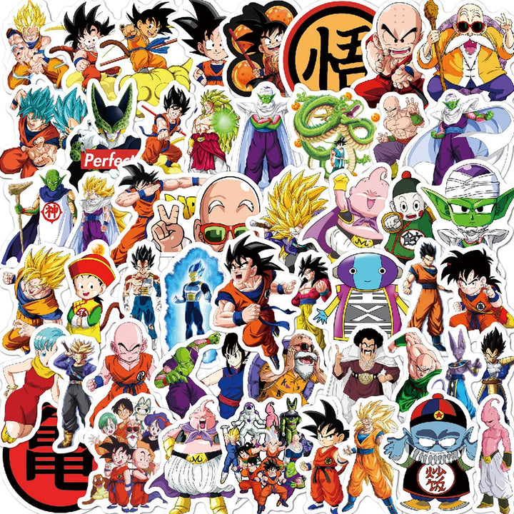 50/100pcs Cool Anime Dragon Ball Stickers for Kids Toys Son Goku Cartoon Decals DIY Skateboard Laptop Motorcycle Sticker Packs