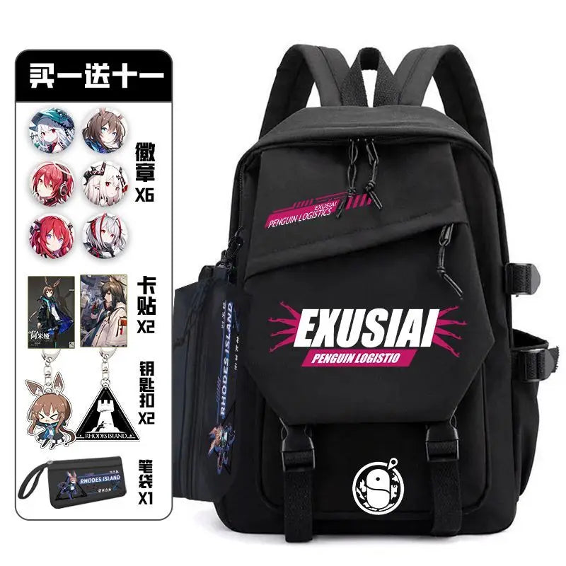 Arknights Backpack with Pain Pack Badge Set Anime Bag Teenagers Schoolbag Students Book Travel Bag Girl Boy Cosplay