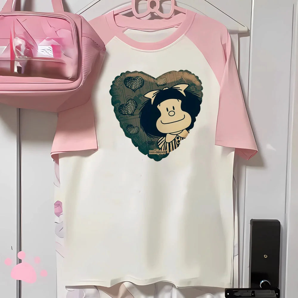 Mafalda tshirt women youthful stretchy anime top female anime clothes
