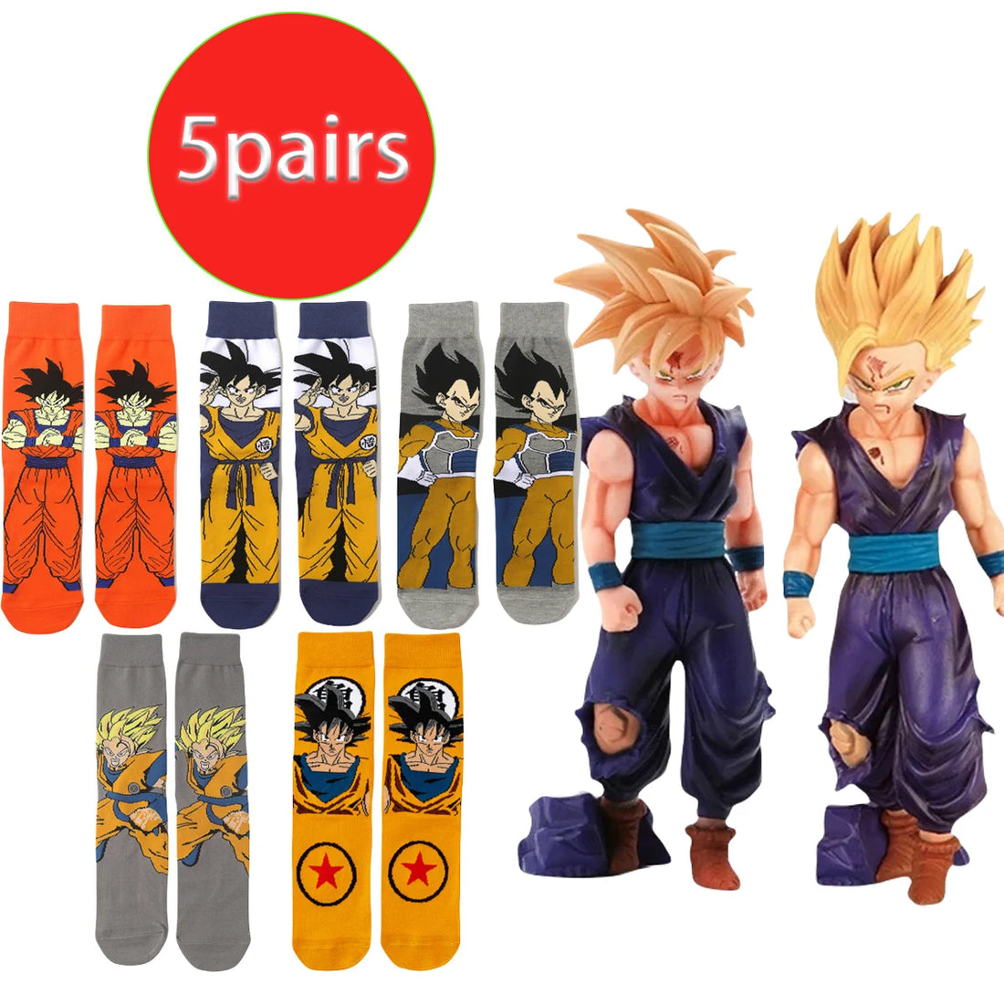 5 pairs of trendy anime socks, fun hip-hop style, high-quality neutral stockings, cosplay, men's and women's holiday gifts