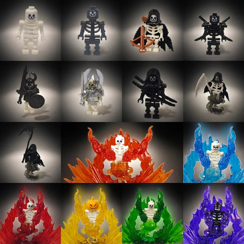 Halloween Skeleton Army Mini Doll MOC Building Blocks DIY Assembled Building Blocks Character Doll Skeleton Horse Ornaments Toy