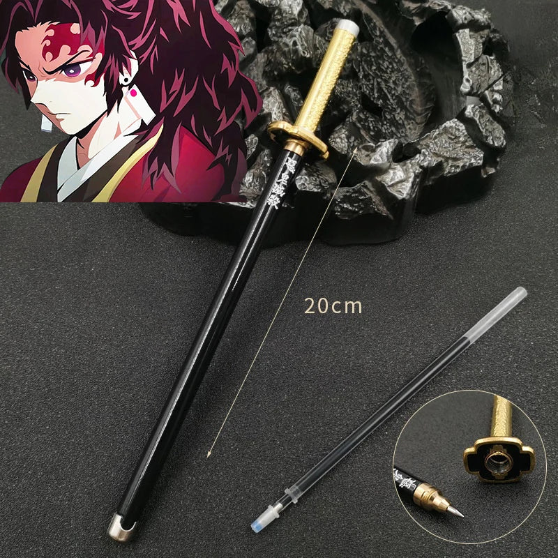 New 17 Styles Japan Anime Demon Slayer Model Gel Pen 0.5mm Black Refill Cosplay Prop Kid Student Gift SlayerWeapon Sword