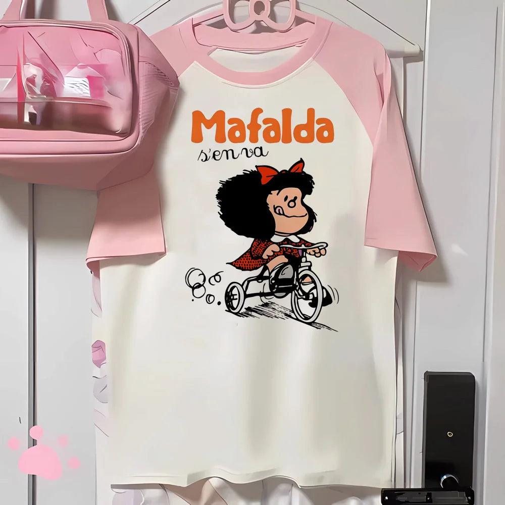 Mafalda tshirt women youthful stretchy anime top female anime clothes