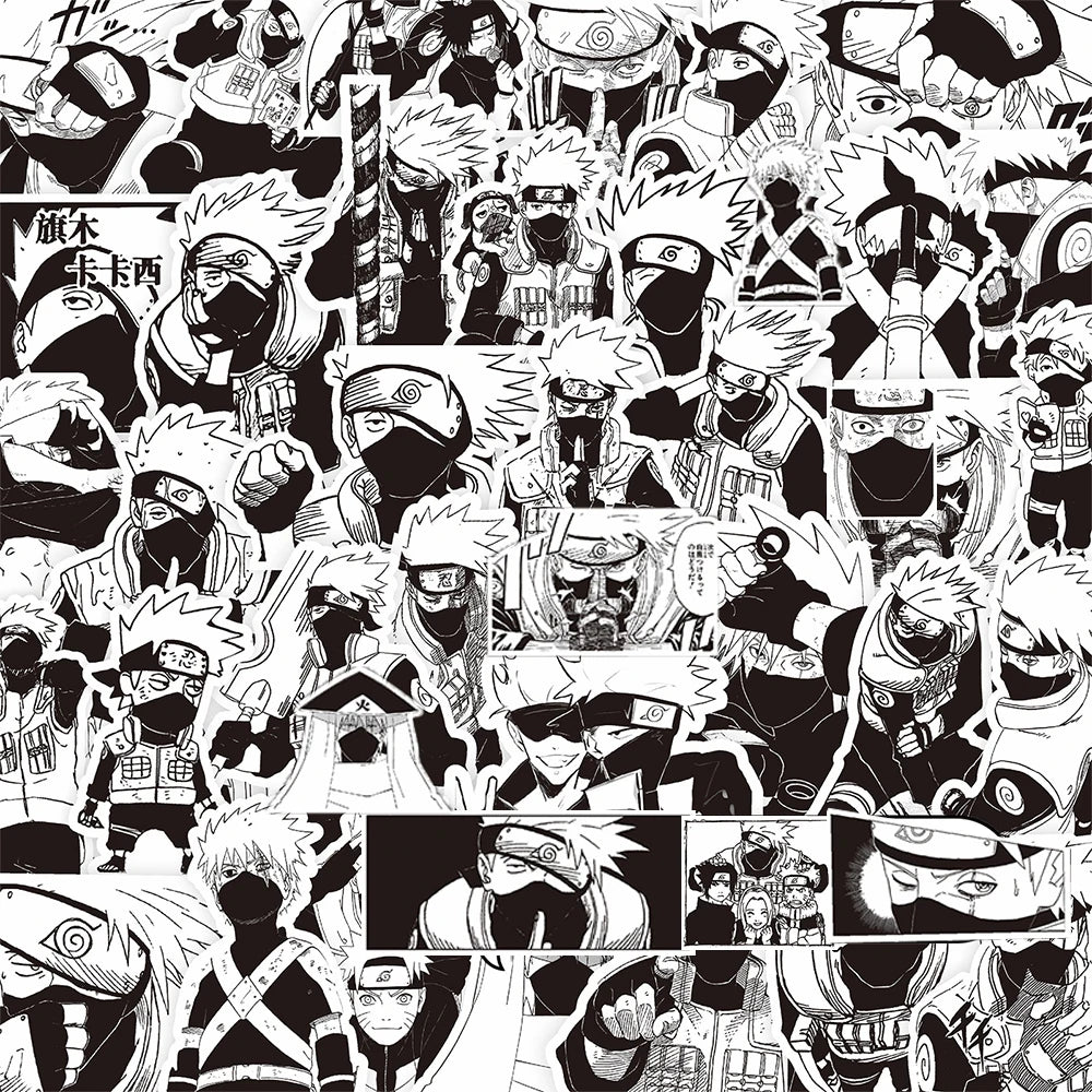 10/30/75pcs Anime NARUTO Hatake Kakashi Stickers Cool Black and White Graffiti Sticker DIY Phone Laptop Skateboard Cartoon Decal