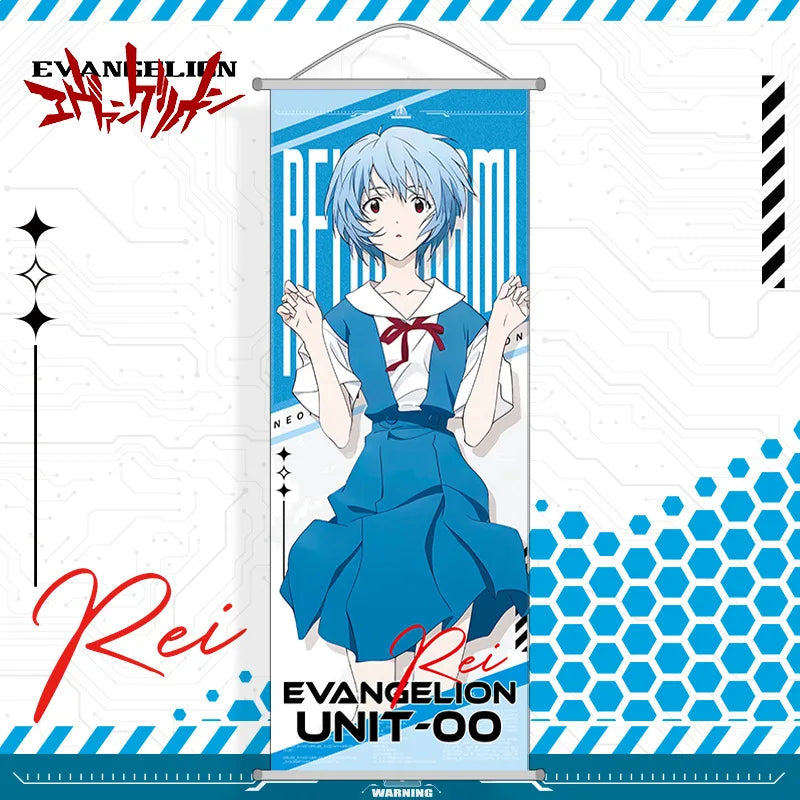 Neon Genesis Evangelion Long Scroll Wall Art Cartoon Ayanami Rei Scroll Artwork Anime Merchandise Room Decoration Holiday Gift