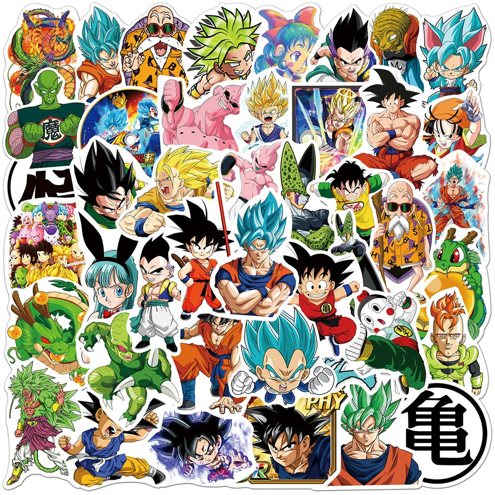50/100pcs Cool Anime Dragon Ball Stickers for Kids Toys Son Goku Cartoon Decals DIY Skateboard Laptop Motorcycle Sticker Packs