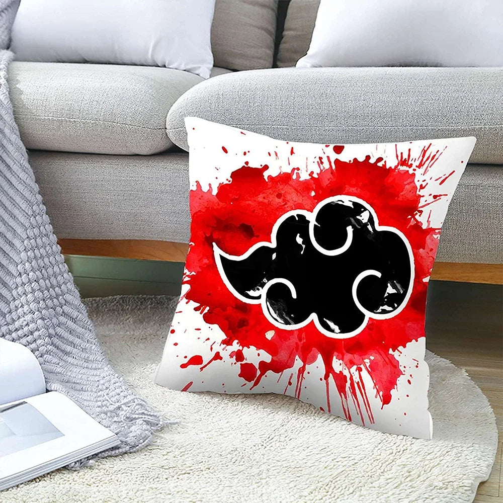 Anime Naruto Printed Pillow Case Red Cloud Uchiha Itachi Action Figures Square Pillow Covers Cushion Sofa Decor Cover Toys Gift