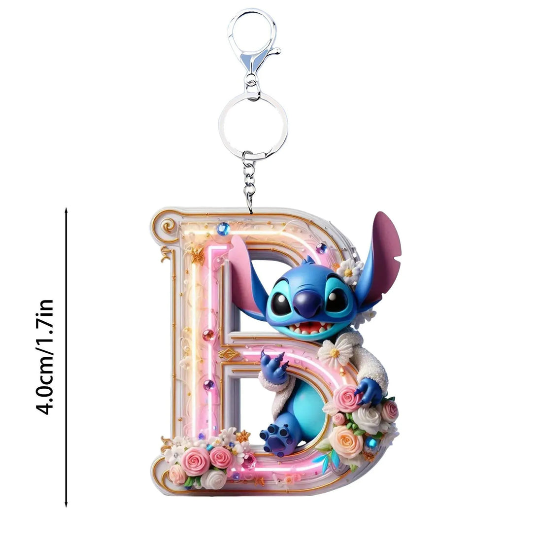Acrylic flat 2D Stitch 26 English letters Pendant Keychain Rearview Mirror Pendant Birthday Cake Ornament Gift Animation