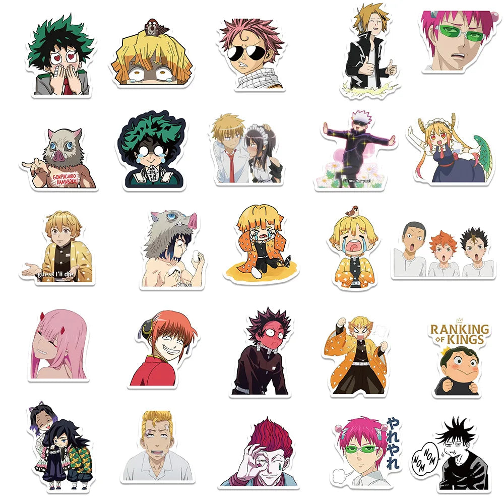 300Pcs Mix Anime Stickers for Kids Onepiece JujutsuKaisen DragonBall Sticker DIY Car Wall Cool Cartoon Decals Waterproof Toy