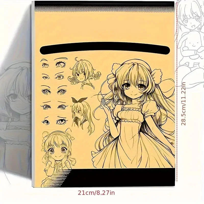 1pc Anime Character Line Art Drawing Book for Beginners - 48 Pages of Simple Hand-Drawn Outlines for Tracing & Practice Painting