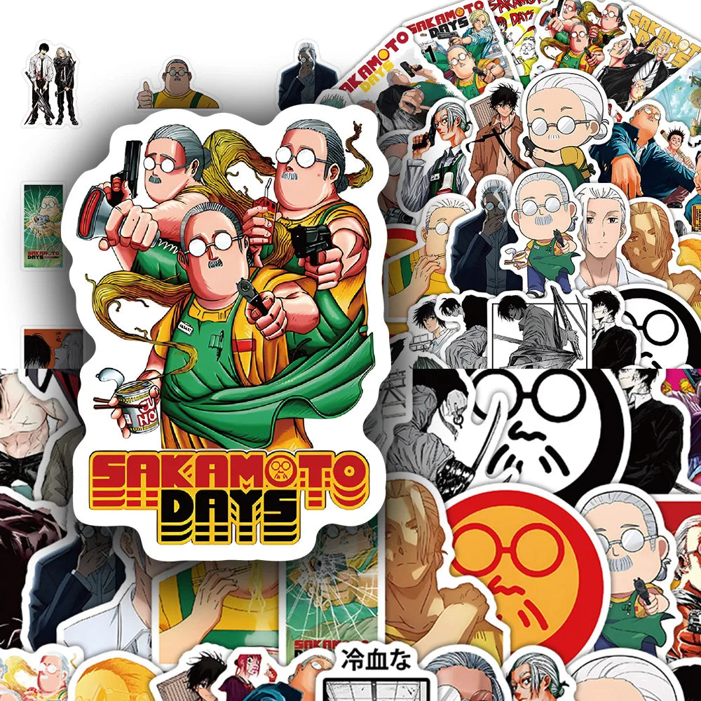60Pcs Sakamoto Days Graffiti Stickers Scooter Notebook DIY Manga Stickers