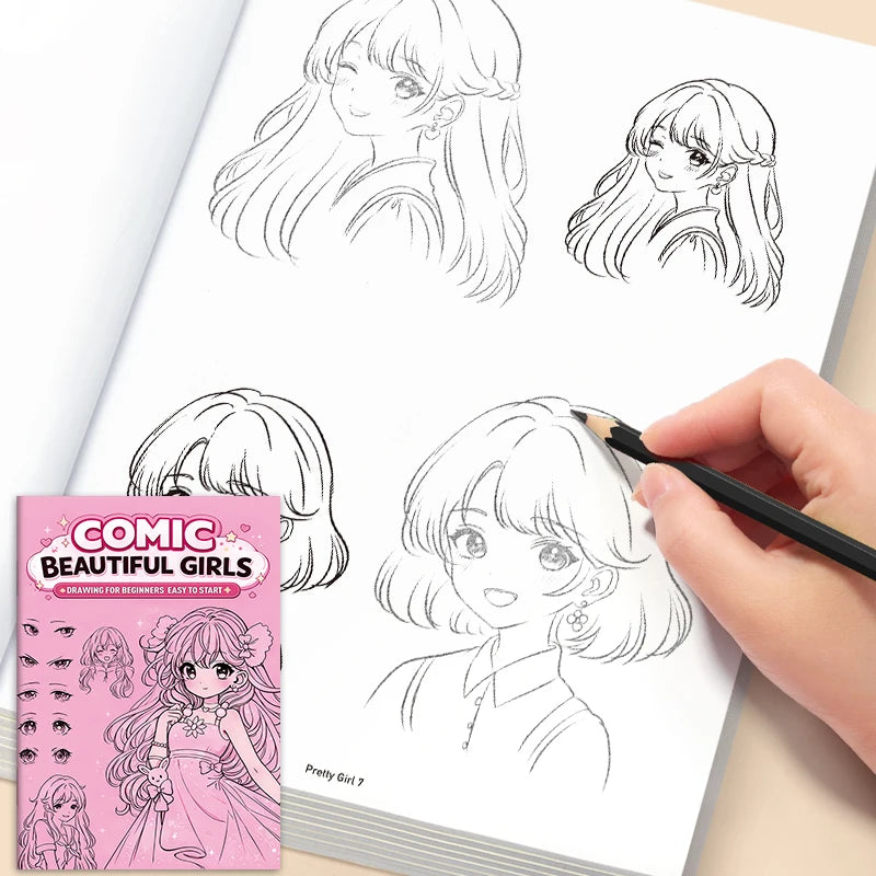 Cute Anime Girl Line Drawing Album, 32-Page Exquisite Sketching and Tracing Book, Manga Coloring Book, Suitable for Beginners, Featuring Various Anime Characters, for Practicing Tracing, Hand-Drawn Outlines, and Coloring, Sui