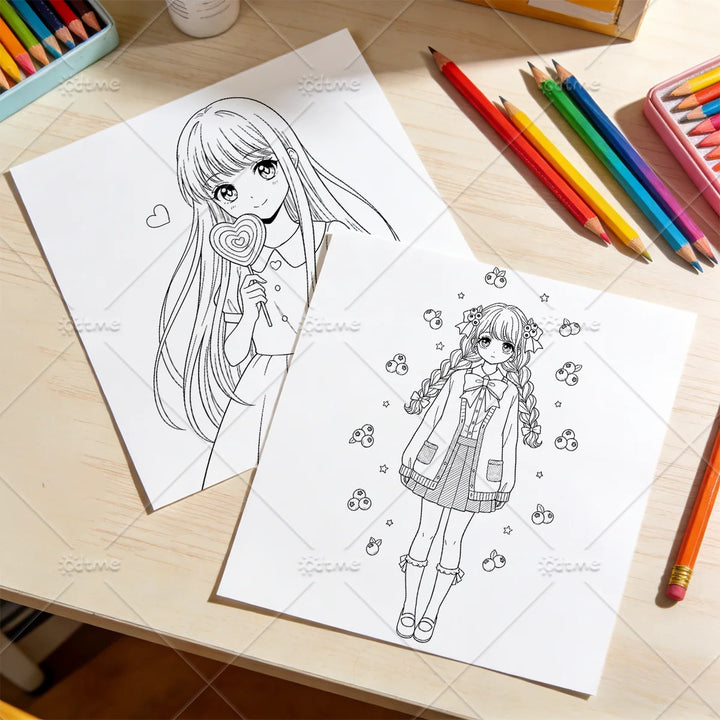 Anime Coloring Book for Adults Teens - Bold Easy Patterns, Stress Relief & Relaxation Art Therapy Drawing Book for Anime Fans