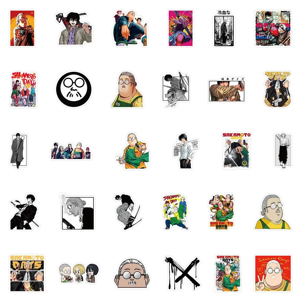 60Pcs Sakamoto Days Graffiti Stickers Scooter Notebook DIY Manga Stickers