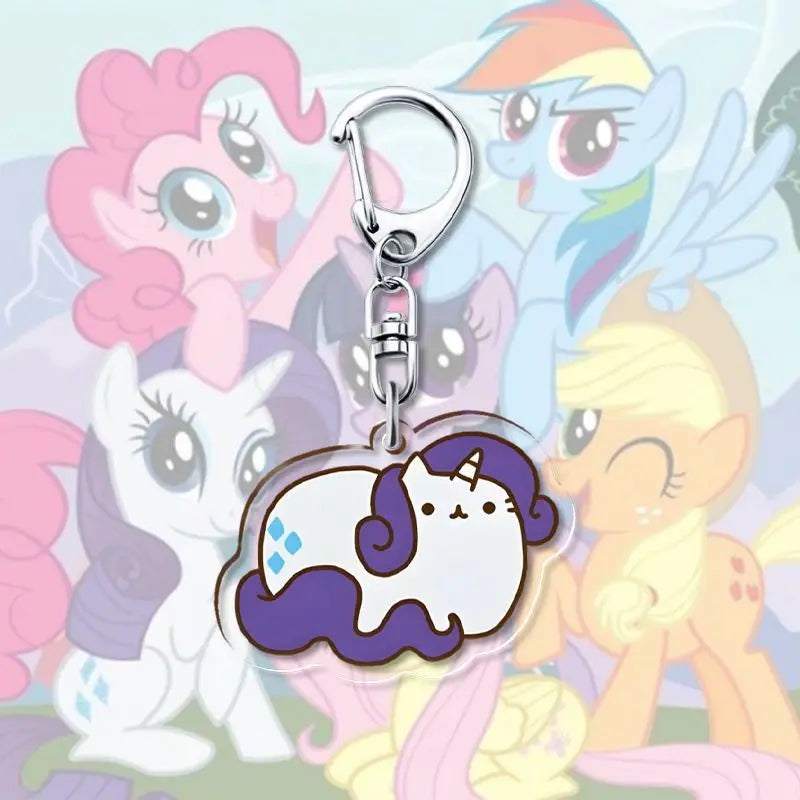 1pcs My Little Pony Keychain acrylic Pendant Anime Keyring Cartoon Decorative Pendants