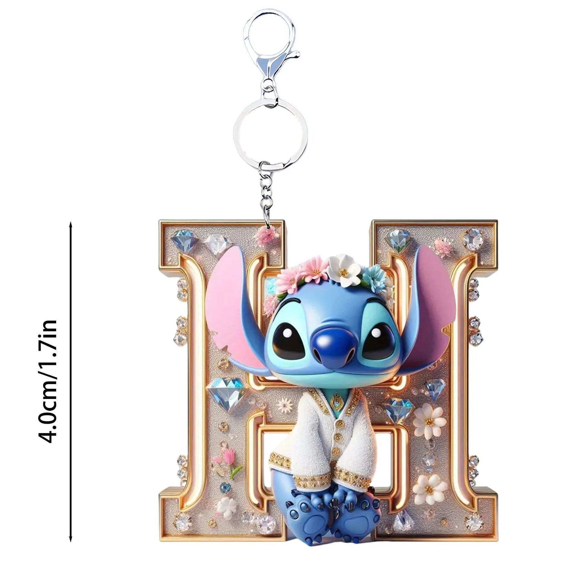 Acrylic flat 2D Stitch 26 English letters Pendant Keychain Rearview Mirror Pendant Birthday Cake Ornament Gift Animation