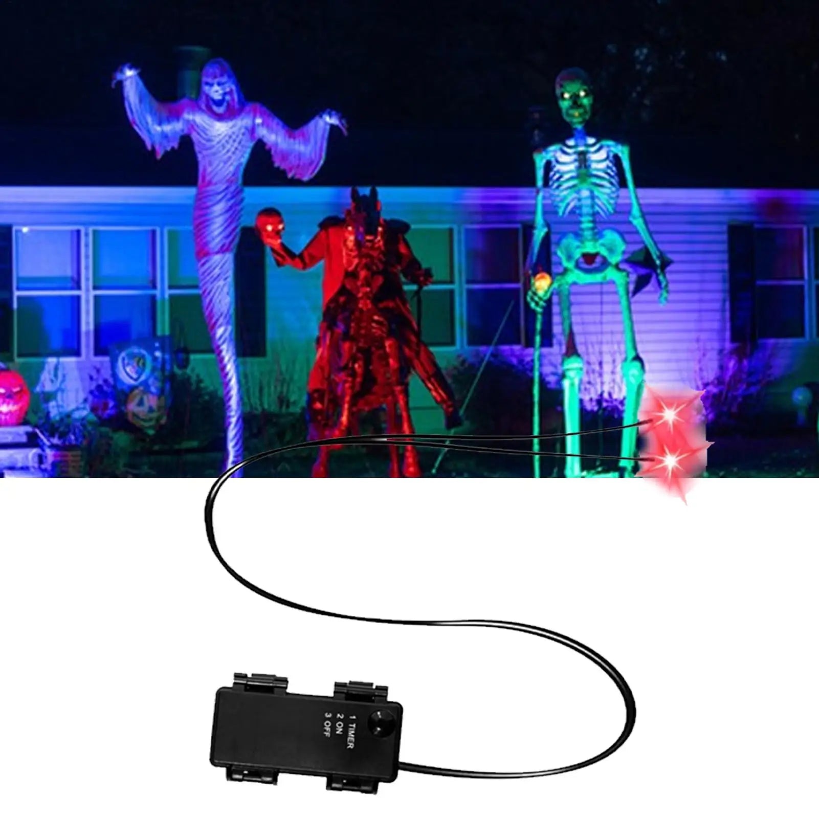 Glowing Eyes Halloween Decor with Timer LED Light Up Props for Skulls Pumpkins Tombstones Masks Halloween Party Decorations