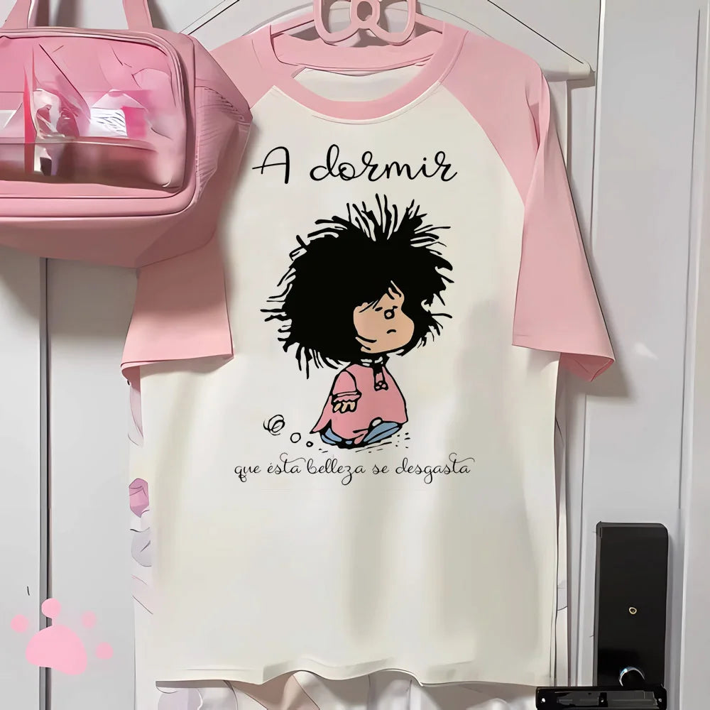 Mafalda tshirt women youthful stretchy anime top female anime clothes