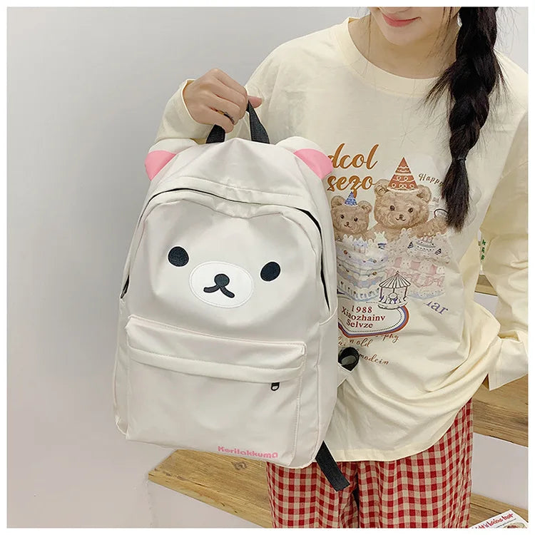 Hot Cute Bear Rilakkumas Backpack Large Capacity Anime Cartoon Backpack Stylish Student School Bag Nylon Shoulder Bags Schoolbag