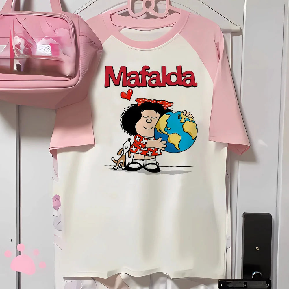 Mafalda tshirt women youthful stretchy anime top female anime clothes