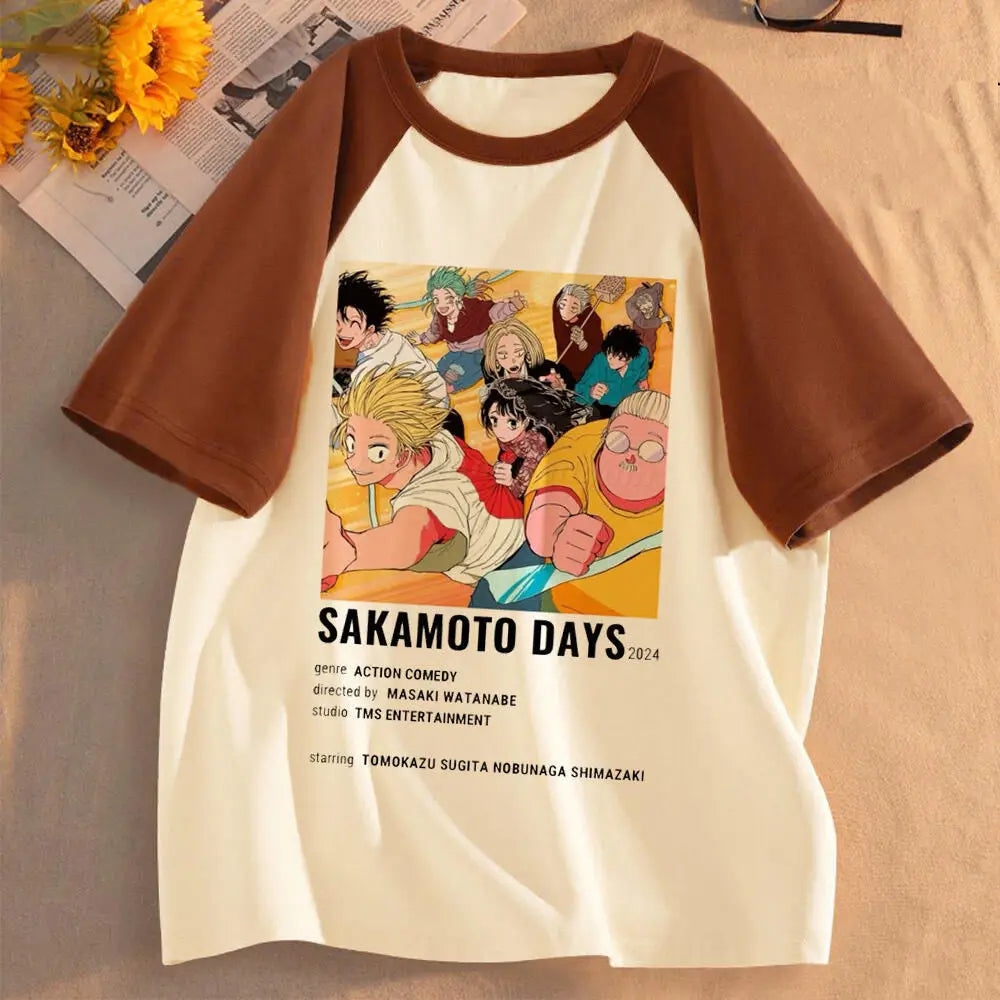 Sakamoto Days t-shirt girl University Pastel 80s Gothic Punk Trendy t-shirt Grunge Colorful anime Graphic Digital Trendy