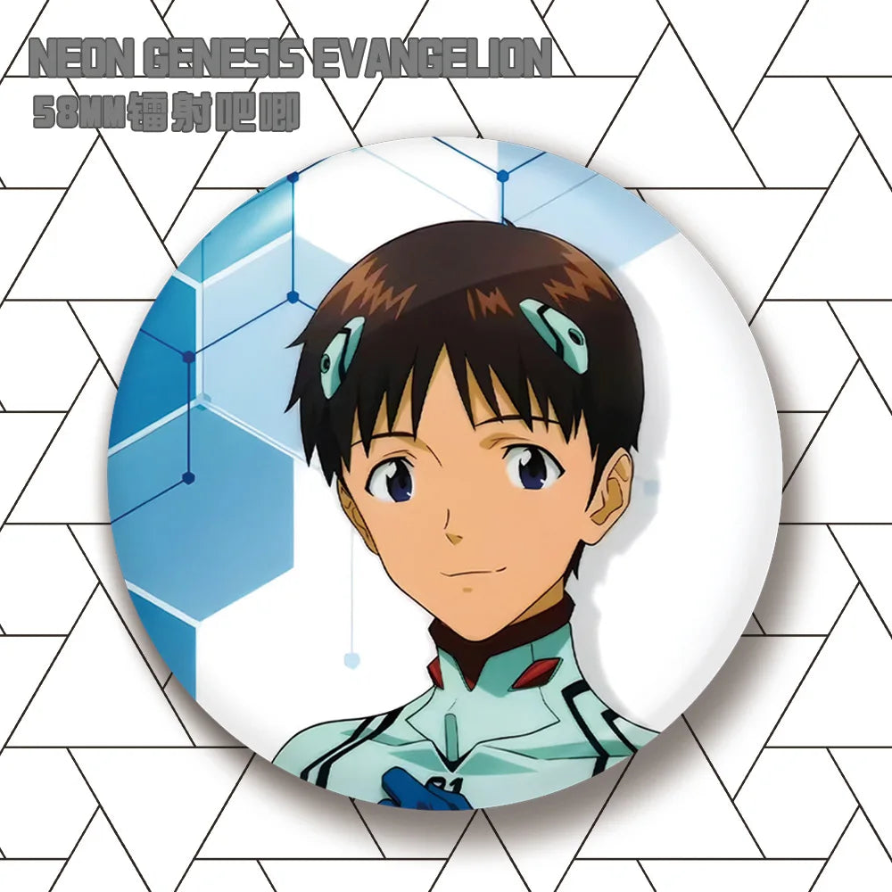 Evangelion Asuka Langley Soryu Rei Ayanami Kaworu Nagisa Mari Makinami Anime Merch Badge Pin Laser Engraved Illustrious Anima