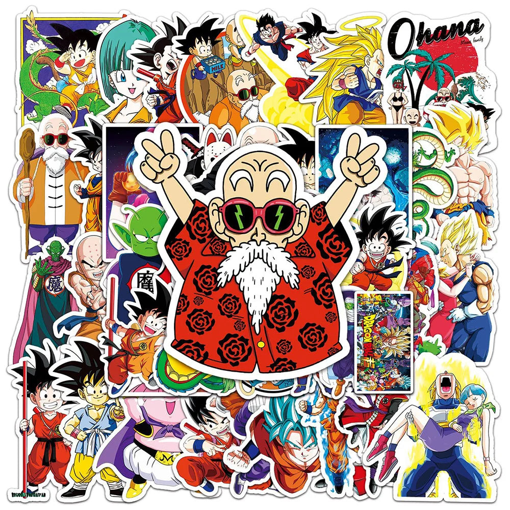 50/100pcs Cool Anime Dragon Ball Stickers for Kids Toys Son Goku Cartoon Decals DIY Skateboard Laptop Motorcycle Sticker Packs