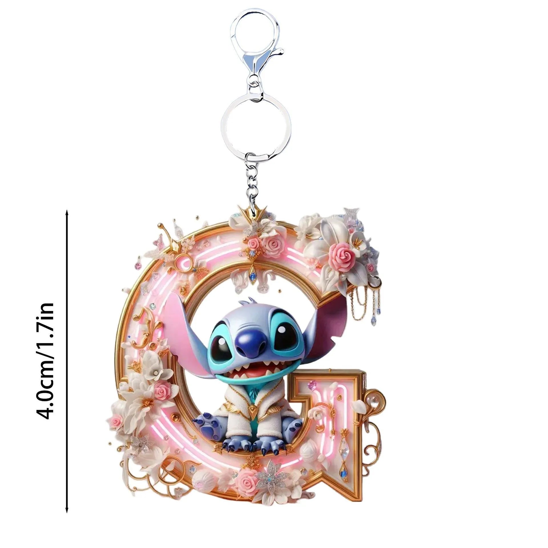 Acrylic flat 2D Stitch 26 English letters Pendant Keychain Rearview Mirror Pendant Birthday Cake Ornament Gift Animation
